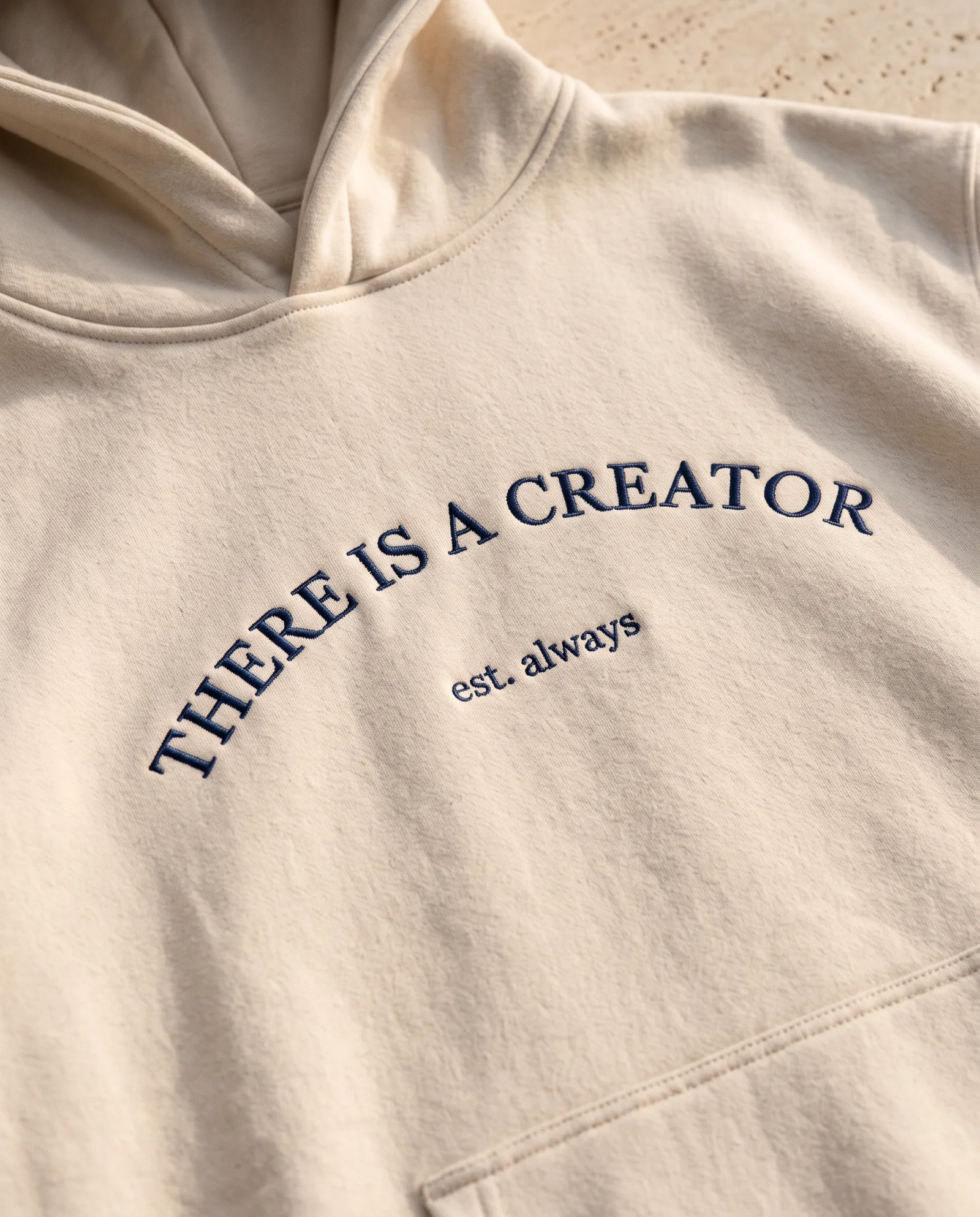 Est. Always hoodie embroidery and fleece detail